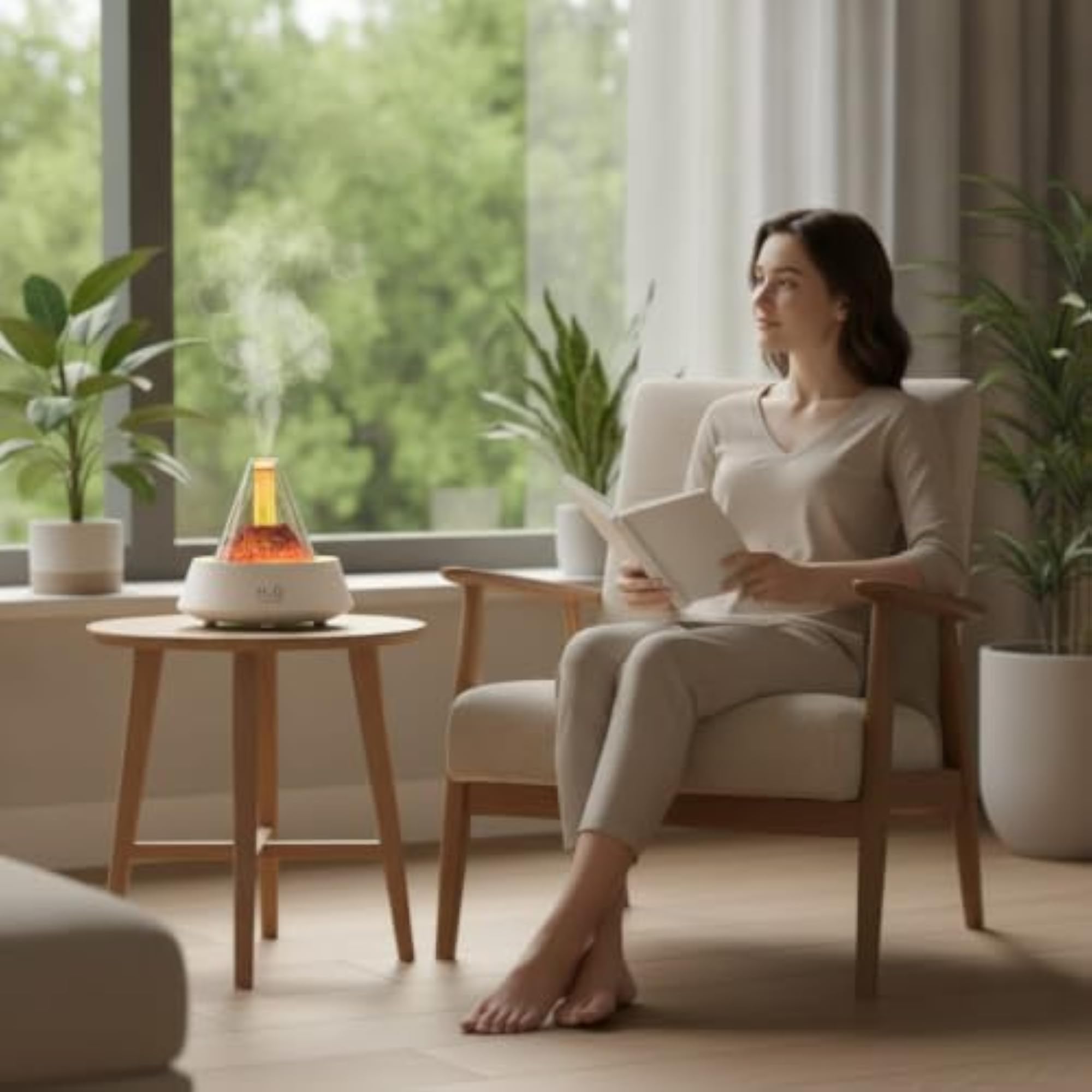 Electric Volcano Humidifier Decorative Dispenser with Light for Desk